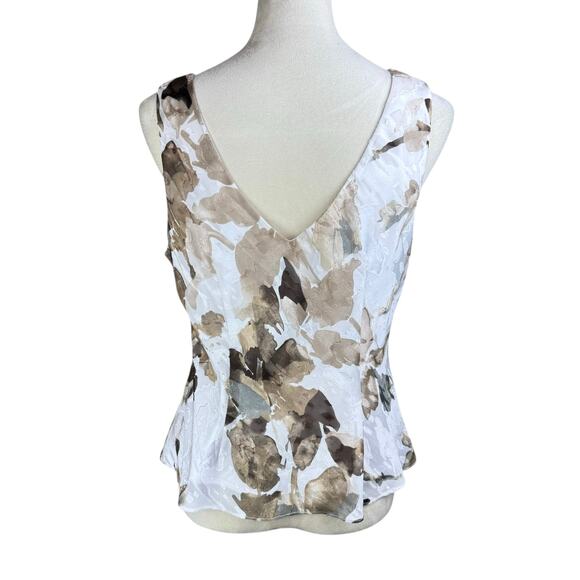 Alex Evenings Brown and White Watercolor Floral Tank Top and Jacket Set - Picture 5 of 16
